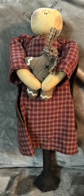 Muñeco de nieve ángel primitivo con alambre pelo y pan de jengibre 18" Foto 1 de 4