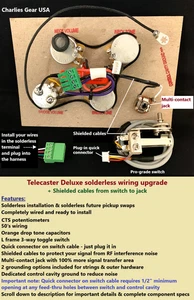 Arnés de cableado H-H sin soldadura Telecaster Deluxe + ollas de 1 mega mega + cables blindados - Imagen 1 de 11