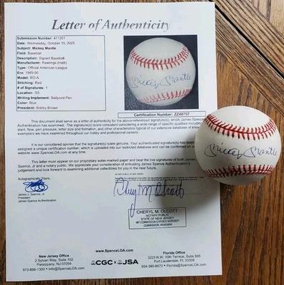 NICE Autographed Signed Yankees Mickey Mantle Rawlings Official MLB Baseball JSA - Image 1 of 4