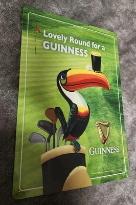 Letrero de metal Guinness 19"×13" *NUEVO EN PLÁSTICO* GOLF PRECIOSO REDONDO PARA UN GUIN Foto 1 de 3