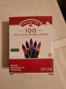 100 MINI LIGHTS MULTI-COLOR LIGHTED LENGTH 21.5 FT INDOOR/OUTDOOR GREEN WIRE - Picture 1 of 2