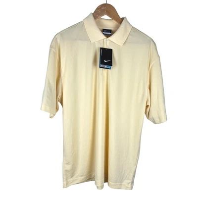 NWT Nike Golf Polo Shirt Mens Large Yellow Golfing Athletic SMC Logo Dri-Fit - Image 1 of 4