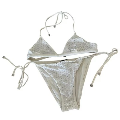 Y2K RARE DOLCE & GABBANA RHINESTONE WHITE BIKINI CRYSTALS 2000'S SMALL - Image 1 of 4