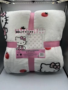 NWT Sanrio Hello Kitty Pink Strawberry Blanket FULL / QUEEN Throw 90" x 90" - Picture 1 of 3