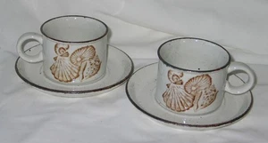 2 Stonehenge Midwinter England SEASCAPE Shell Coffee Cups & Saucers - Picture 1 of 3