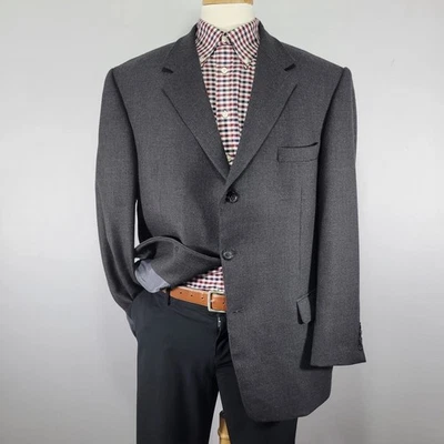 Andrew Fezza Men's Sport Coat Blazer Three Button Gray Flannel Lamb Cashmere 46R - Image 1 of 4
