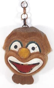 Vintage Hand Carved Coconut Clown Hanging Tiki Souvenir - Picture 1 of 3