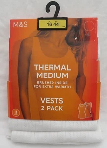 LADIES MARKS AND SPENCER WHITE THERMAL SLEEVELESS VEST 2 PACK SIZE 16 - Picture 1 of 4