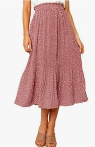 Xlura Midi Pleated Skirt for Women High Waist Maxi Skirt Size L - Picture 1 of 11