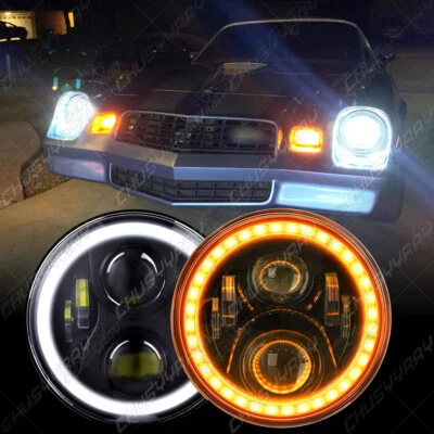 Faro LED redondo de 7 pulgadas 2 piezas ojos angulares apto para camioneta Chevy Camaro C10 Foto 1 de 4
