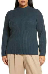 NWT Vince Wool & Cashmere Rib Tunic Sweater Tide Pool Plus Size 2X - Picture 1 of 11