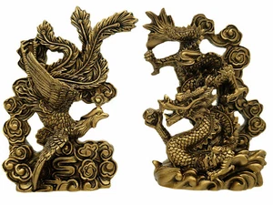 Feng Shui Chinese Dragon and Phoenix Statue Fgurine Decoration for marriage luck - Picture 1 of 2