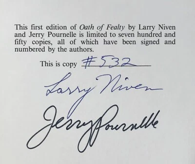 SIGNED/Ltd.  Larry Niven/Jerry Pournelle  Oath of Fealty  Phantasia Press  1981 - Image 1 of 4