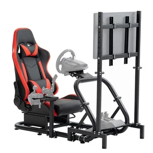Marada Racing Sim Cockpit With TV Stand & Red Seat Fit For Logitech G923 G920 - Picture 1 of 21