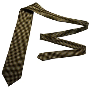 Bugatchi Uomo Tie Men's Check Gold & Black 100% Silk Necktie Handmade In Korea - Picture 1 of 8