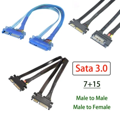 Hard Disk Drive Sata Cables 22Pin(7+15) Male / Female Cable Adapter 0.3m 0.5m - Image 1 of 4
