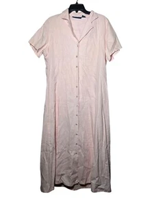 Jane Ashley Women Linen Blend Full Button Maxi Dress Plus Size 1X Coastal Summer - Picture 1 of 8