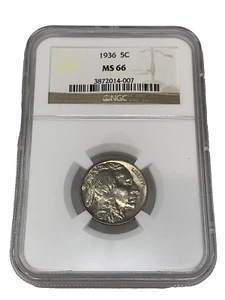 1936 NGC MS66 Buffalo Nickel - Picture 1 of 4