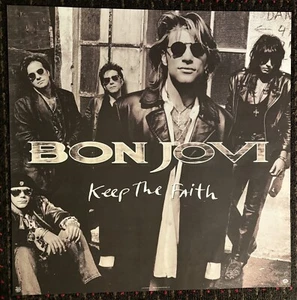 BON JOVI Keep the Faith 24x24 record store promo poster 2sided 1992 GLAM Metal - Picture 1 of 10