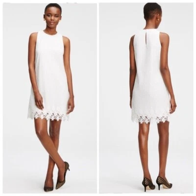 Vestido Ann Taylor Shift Mujer 2/4 Blanco Cambio Encaje Sin Mangas Boda Femenino Foto 1 de 4