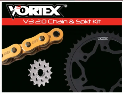 YAMAHA 1998-2003 YZF-R1 VORTEX 520 CHAIN & STEEL SPROCKET KIT 15-45 TOOTH COUNT - Image 1 of 4