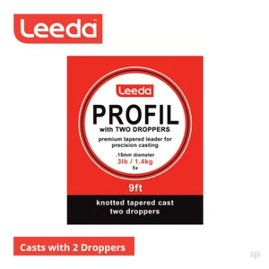 Leeda Profil Two Dropper 9ft Tapered Leader / Tippets - Salmon Trout Fly Fishing - Picture 1 of 2