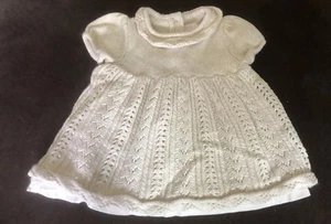 Janie Jack Dress 0-3 Baby Girls Ivory White Holiday Knit Gold Sweater Lavish - Picture 1 of 9