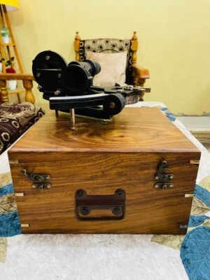 sextant new black colour with wooden box. - Image 1 of 4