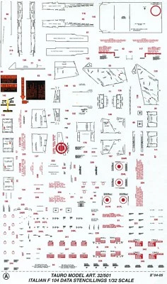 TAURO MODEL TM32/501 DATA STENCILLINGS PER F-104 A.M.I. SCALA 1:32 - Immagine 1 di 4