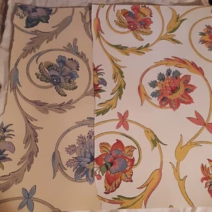 2-Vintage Schumacher  Wallpaper Sampler, Remnant 12x17" Volutes Flueries Floral - Picture 1 of 8