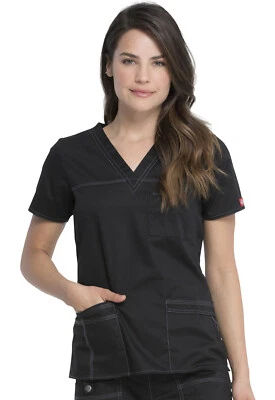 Blusa Médica Negra Dickies Gen Flex Cuello en V 817455 Negra  Foto 1 de 4