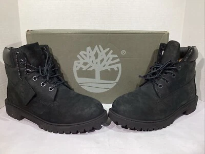 Timberland Youth Size 5 EU 37.5 Premium 6” Black Suede WP Work Boots AJ-639 - Image 1 of 4