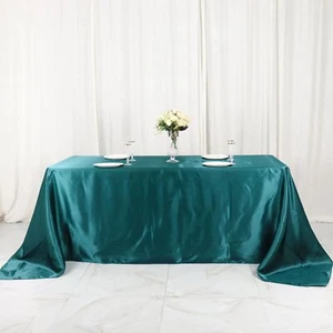 Peacock Teal 90x132" RECTANGLE Satin TABLECLOTH Wedding Party Home Banquet - Picture 1 of 8