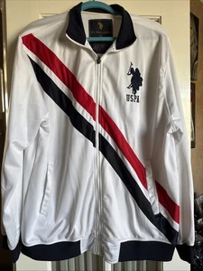 U.S. Polo Assn. Vintage White W/Diagonal Red&navy Stripes JacketXL Vintage 5001 - Picture 1 of 8