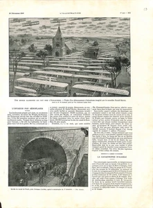 PROJET DÉBARQUEMENT AÉROPLANES / ACCIDENT FERROVIAIRE ALASSAC GRAVURE 1908 - Picture 1 of 1