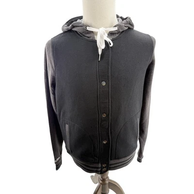 Mitchell & Ness Hombres Negro Gris Botón a Presión Chaqueta de Béisbol Sudadera con Capucha Mediana NUEVO Foto 1 de 4