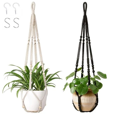DDDONE 2Pcs Garden Rope Macrame Plant Hanger Indoor Hanging Planter Basket Pot Holder