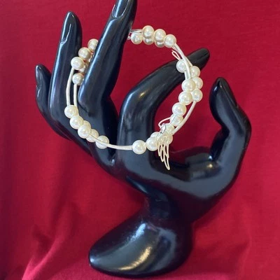 Swarovski Pearl Angel Wing 925 Silver Wire Wrap Bracelet With  925 Spacers/Beads - Image 1 of 3