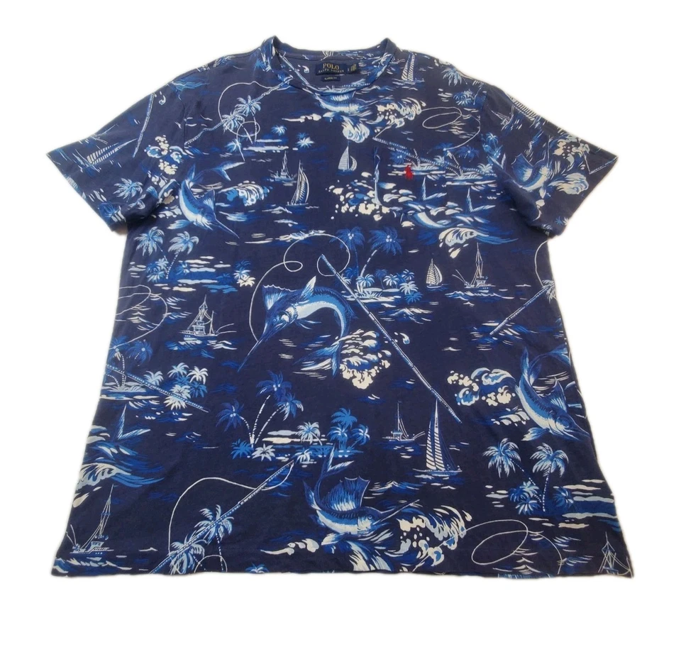 Camiseta Polo Ralph Lauren Para Hombre Talla Grande Azul Manga Corta Informal Clásica Adulto Foto 1 de 4