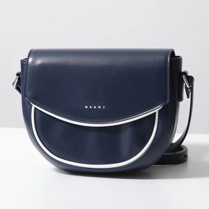 SALE MARNI KIDS Schultertasche Smile Eco Leder Top Flap Snap Logo Navy Blau NEU - Bild 1 von 10