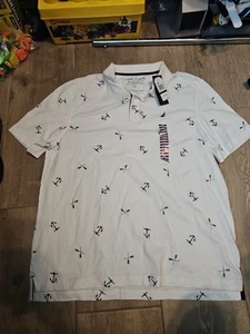 Nautica Navtech Polo Shirt Men XL All Anchor & Paddles  Over Print Retail $69.50 - Picture 1 of 5