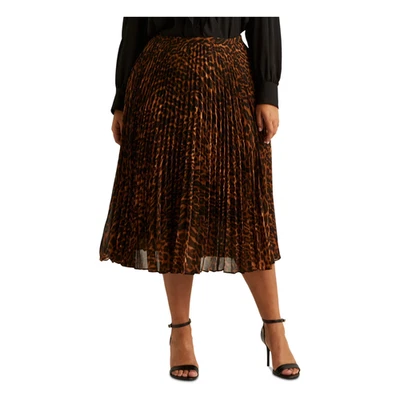 Saia Midi Plissada Estampa Animal Lauren Ralph Lauren Tamanho 20W 20 NOVA US$ 165 - Imagem 1 de 4