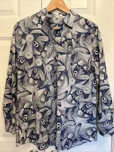 Tyler Böe Gr. S Popover Tunika Top LS blau weiß Print 110% Baumwolle so schön EUC! - Bild 1 von 9