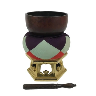 Soporte de resina para altar budista japonés campana de cobre Orin cuenco para cantar BA616 Foto 1 de 4