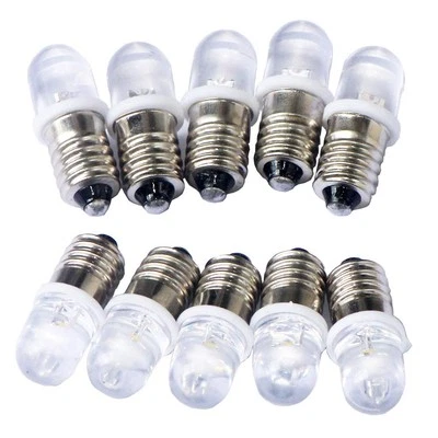 GutReise 10pcs E10 Screw DC6V Cold White Spot Led Bulb Light Lamps +10pcs E10 - Image 1 of 4