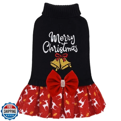 CuteBone Christmas Dog Sweater for Small Dogs Girl, Turtleneck Medium Dog Swe - Image 1 of 4