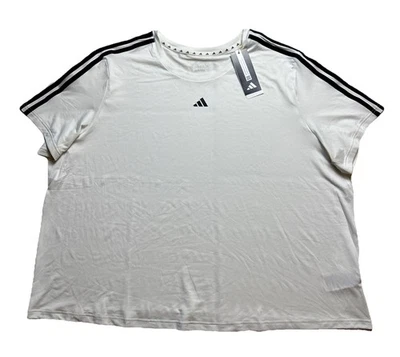 Camiseta Adidas Plus Size Aeroready Train Essentials 3 Listras - Branca Tamanho 3X Nova com etiquetas - Imagem 1 de 4