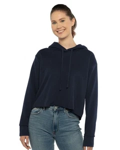 Next Level Women's Laguna Sueded Raw Edge Crop Hoodie Sweatshirt Up To 2XL 9384 - Picture 1 of 37