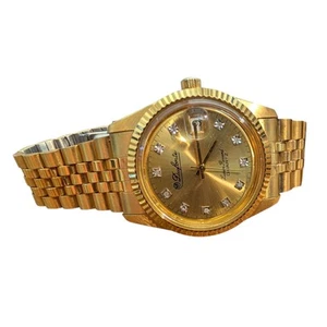 Orologio Uomo Lucien Piccard Swiss Dufonte Goldtone Per Ricambi - Foto 1 di 8