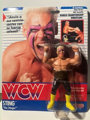 Figura de lucha libre europea WCW Galoob rara tarjeta española aguijón (troncos negros) sin usar, en caja Foto 1 de 4